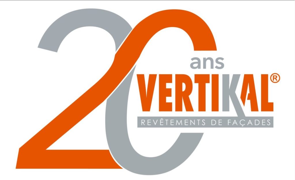 Logo des 20 ans de VERTIKAL, revêtements de façades.