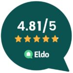 Évaluation VERTIKAL 4.81/5 avec cinq étoiles et logo Eldo.