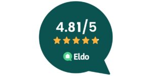 Évaluation VERTIKAL 4.81/5 avec cinq étoiles et logo Eldo.